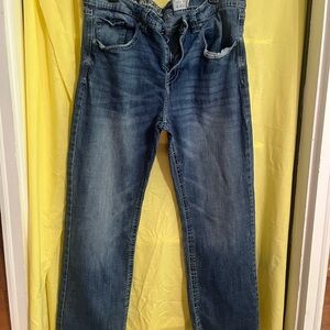 Slim Bootcut Blue Jeans with Natural Fading